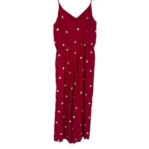 ✨ LOFT Red & White Polka Dot Cropped Wide Leg Jumpsuit M ✨